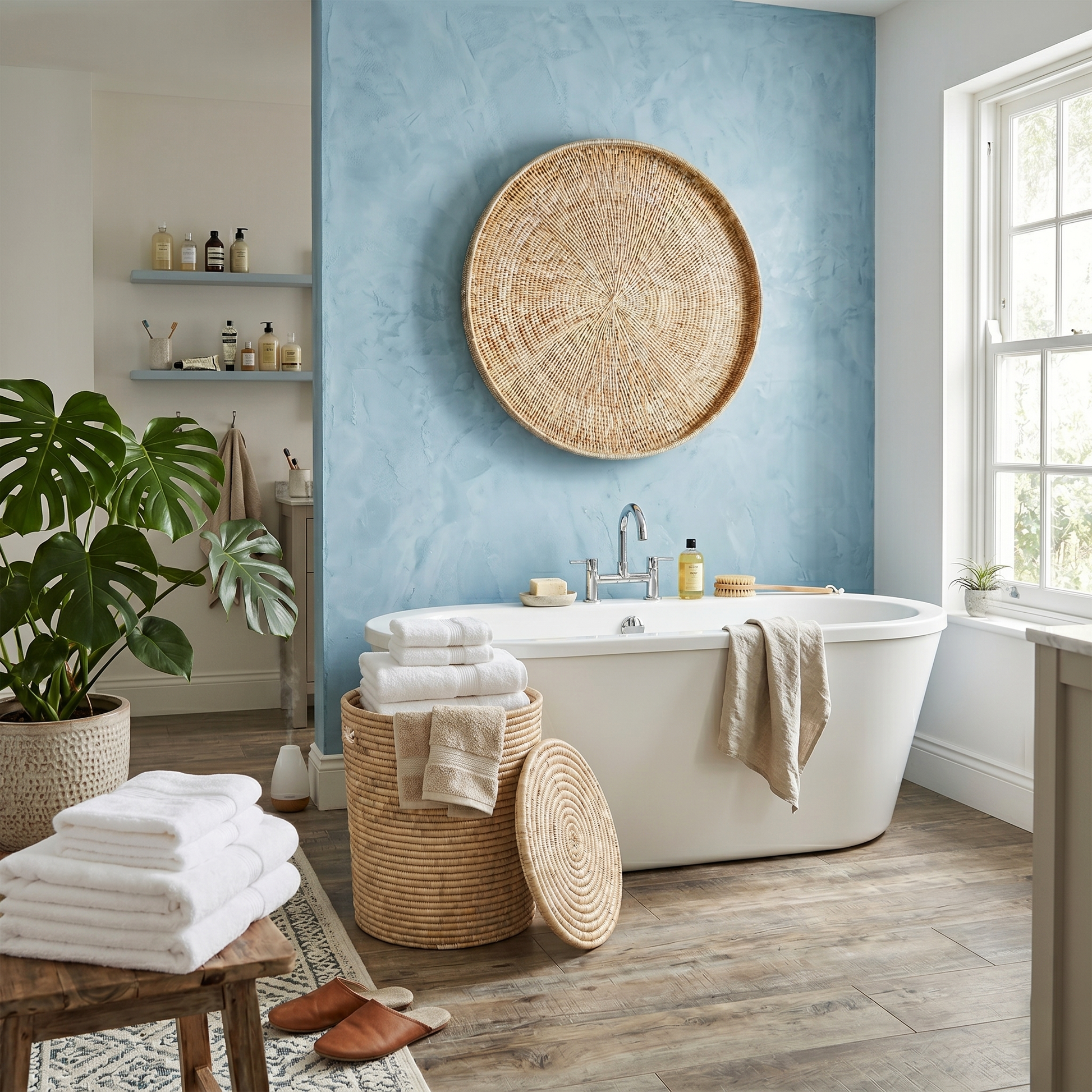 Round Ilala Cane Tray As Wall Decor With Malawi Traditional Laundry Baskets