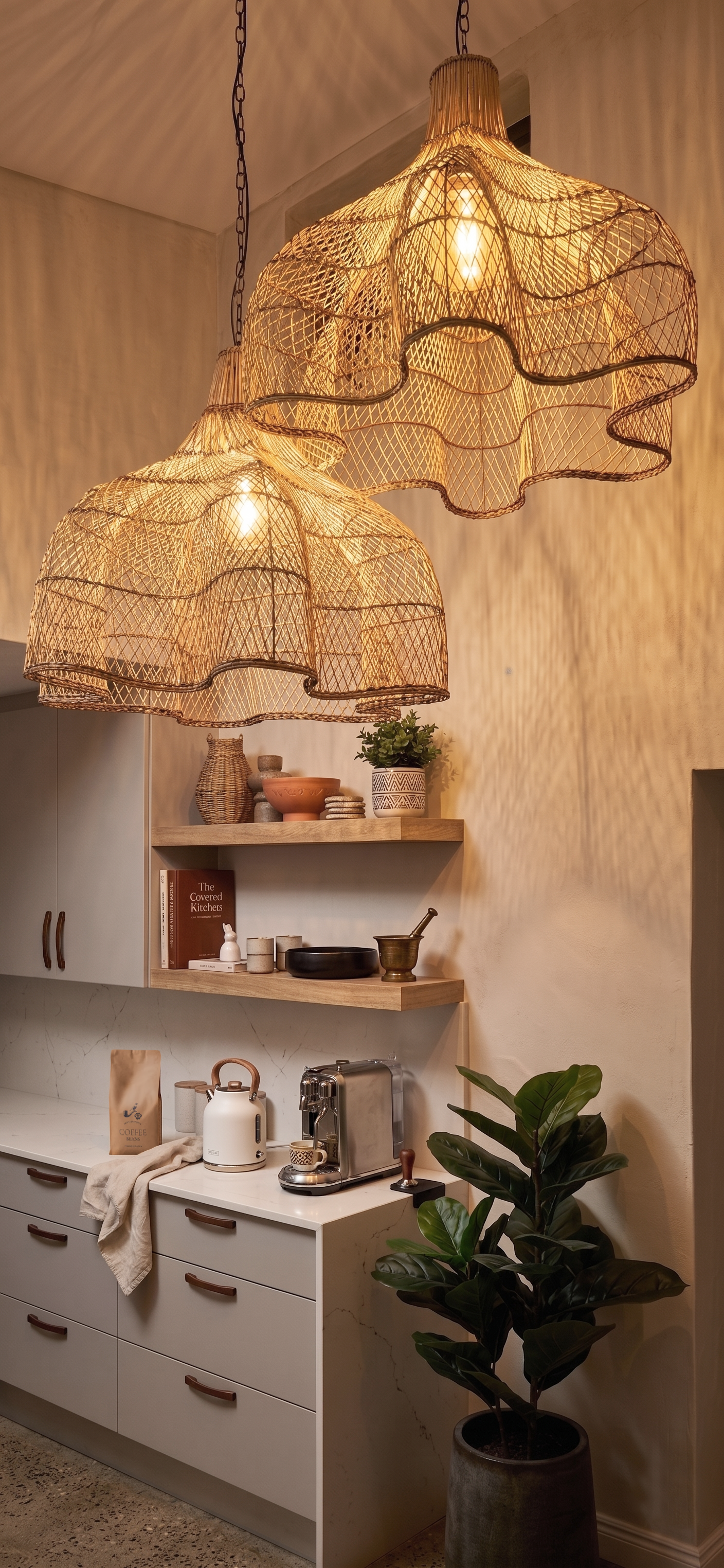 MalawiFurniture- Large Scallop Lampshades in Kitchen