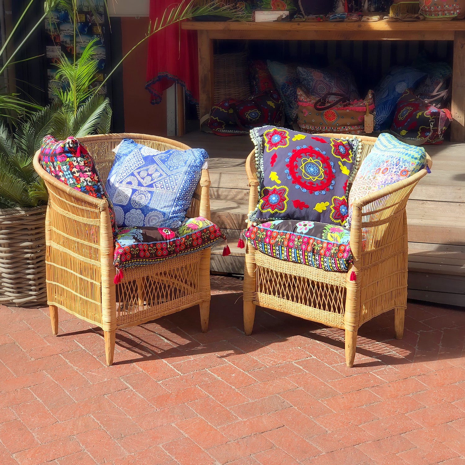 Malawi Furniture Cane Chairs made in Malawi, Hand-woven. wood