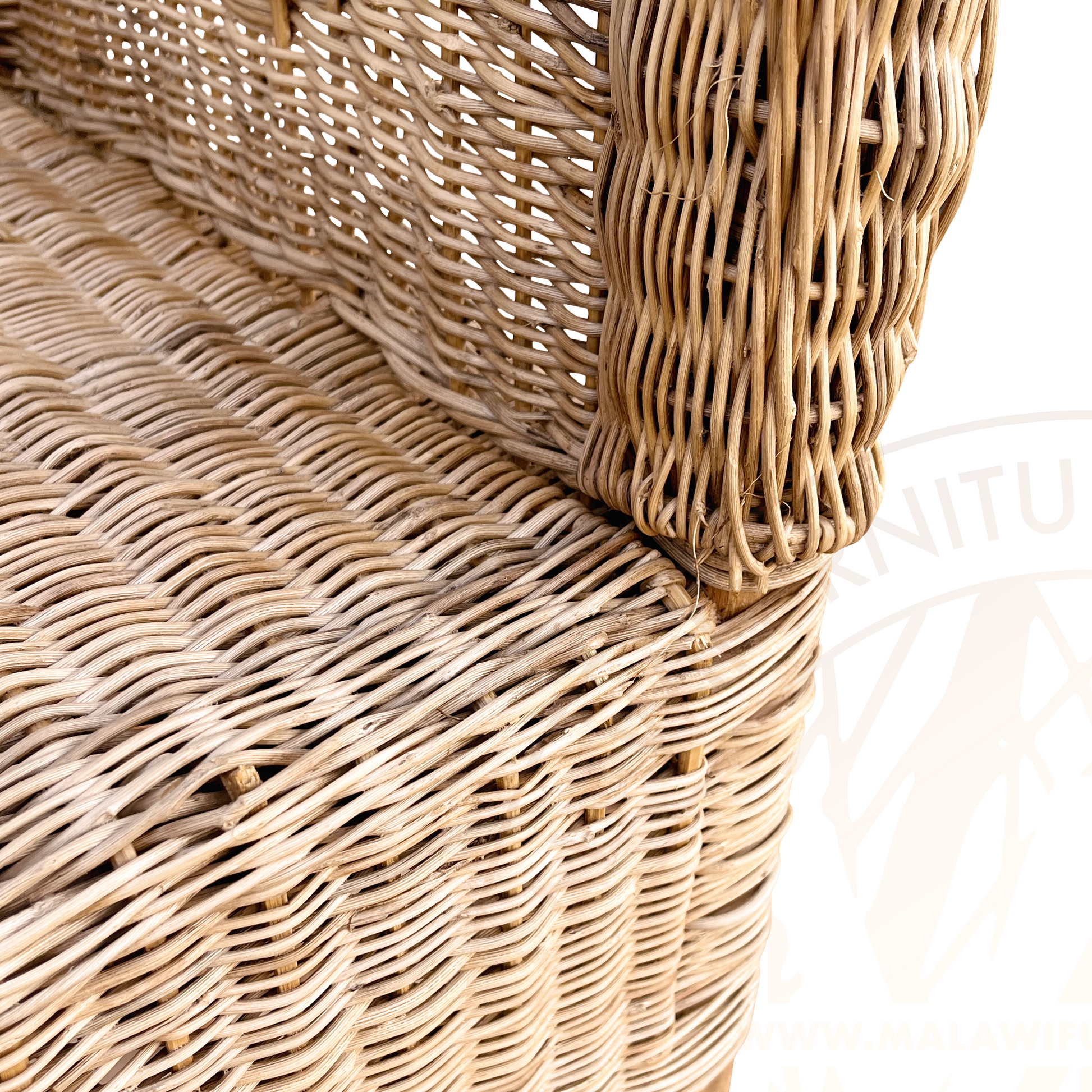 Classic Malawian cane bar stools with natural finishes. Handmade comfort. Authentic, natural tones bring a warm and inviting feel to any space. Close Up