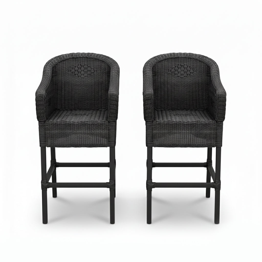 Malawi Furniture - 2 x Classic Bar Stool - Painted Black