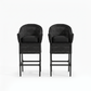 Malawi Furniture - 2 x Classic Bar Stools - Painted Black - With  Black Cushions