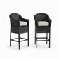Malawi Furniture - 2 x Classic Bar Stool - Painted Black With White Cushion