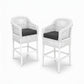 Malawi Furniture - 2 x Classic Bar Stool - Painted White With Black Cushion
