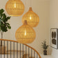 3 Bell Shaped Malawi Pendents over an elegant stairway