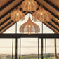 Scalloped Pendant Lampshade - Wine Cellar. Tall roof. Over long table