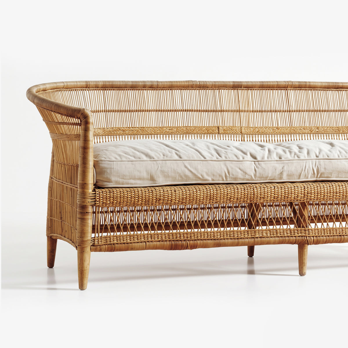 Malawi Furniture - 4 Seater Traditional Cane Chair Couch With Cushion Close Up