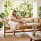 Malawi Furniture - 4 Seater Traditional Cane Chair Couch With Cushion with Mother And Daughter Reading