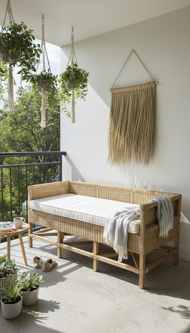 Malawi Furniture - Balcony Bench on sunny balcony