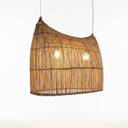 Malawi Furniture - Bwato Canoe Lampshade Large. 2 light bulbs. Angled View 2