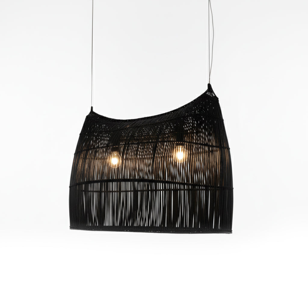 Malawi Furniture - Bwato Canoe Lampshade Large painted black