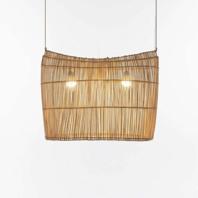 Malawi Furniture - Bwato Canoe Lampshade Large. 2 light bulbs. Front View