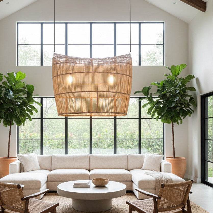 Malawi Furniture - Bwato Canoe Lampshade Large in Leafy Lounge