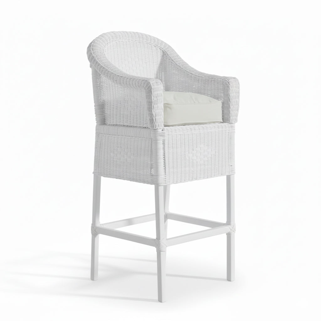 Malawi Furniture - Classic Bar Stool - Painted Black - With White Cushion
