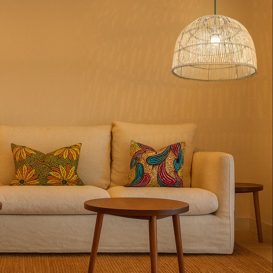 Malawi Furniture - Dome Straight Weave Pendent Lampshade in lounge