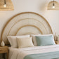 2 small Malawi cane dome pendant lampshades with half moon headboard