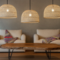 Dome Pendant Lampshade - 3 Large over lounge chairs and coffee table