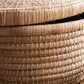 Woven Cane and Palm Storage Basket with Lid Close Up