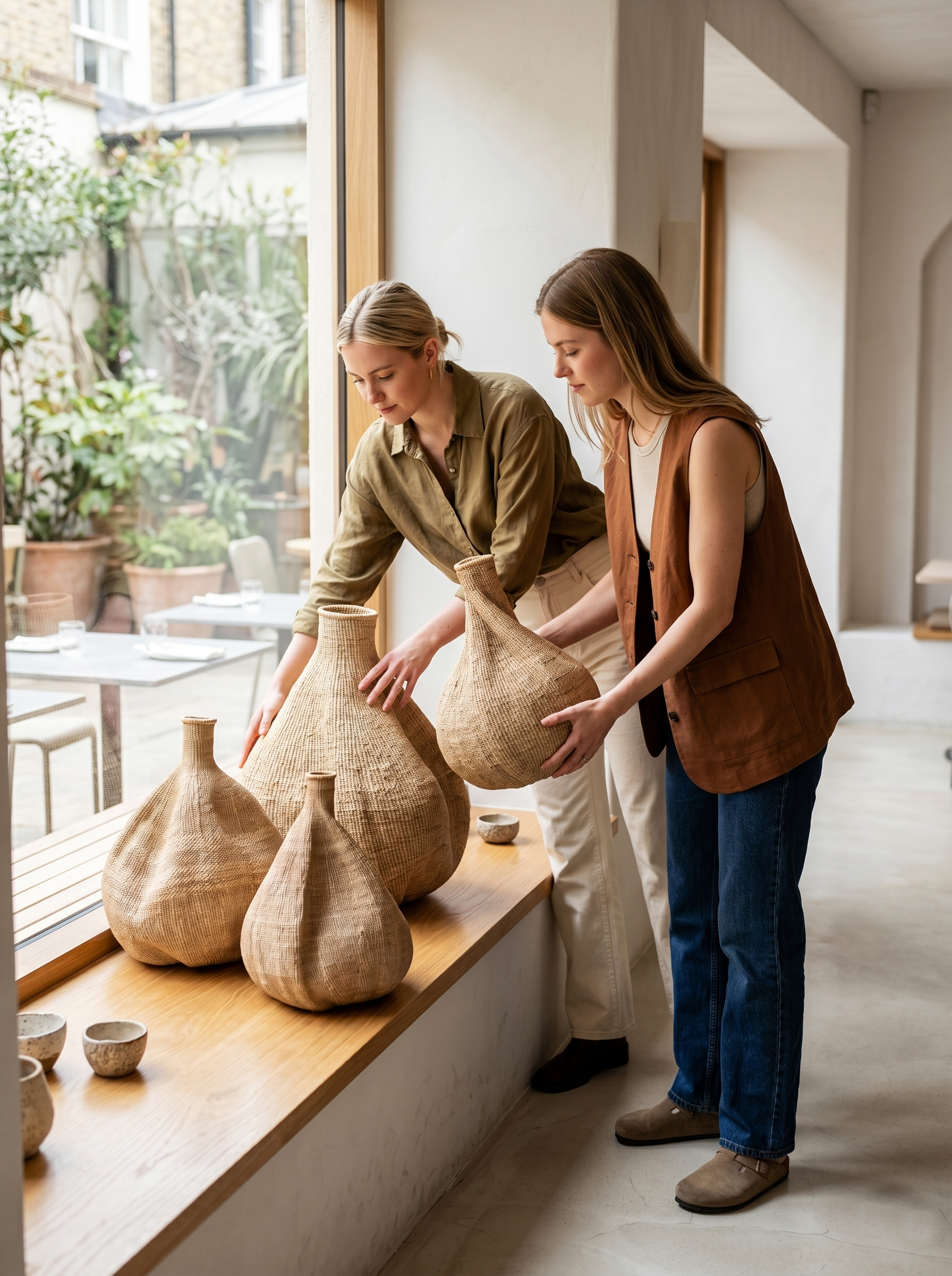 Artisanal hand-woven Garlic Gourd Baskets from Malawi Furniture, a unique and natural storage and decor solution available online in multiple sizes. Perfect features for coffee shops, restaurants, homes and retailers.