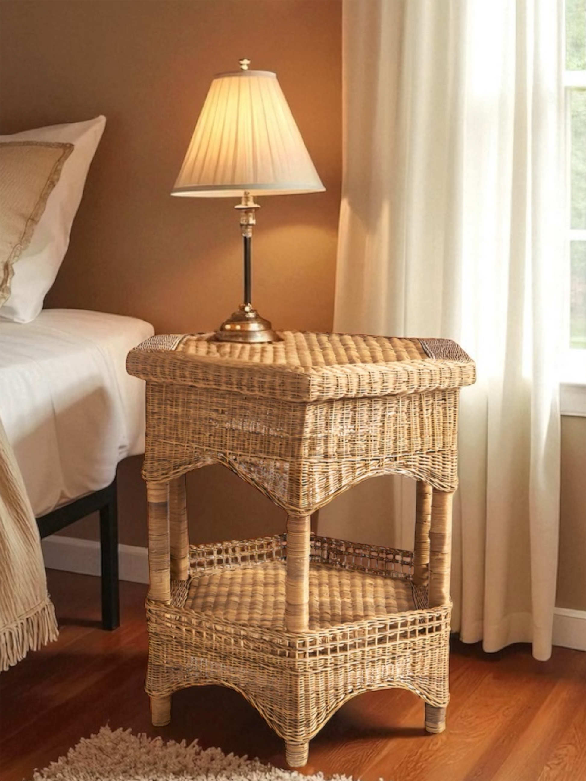 Malawi woven hexagon bedside side table
