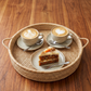 Handwoven Malawian Karula Cane Tray with handles made from ilala palm. Available from Malawi Furniture. Perfect for storage, serving or decor.
