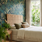 Authentic and textural solid headboard made from Malawi cane. Headboard adds lightweight, organic texture to any bedroom. Paired with vivid tropical wallpaper.