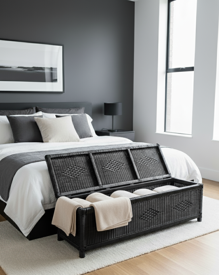 Malawi Furniture - Black Kist - Blanket Storage in Bedroom