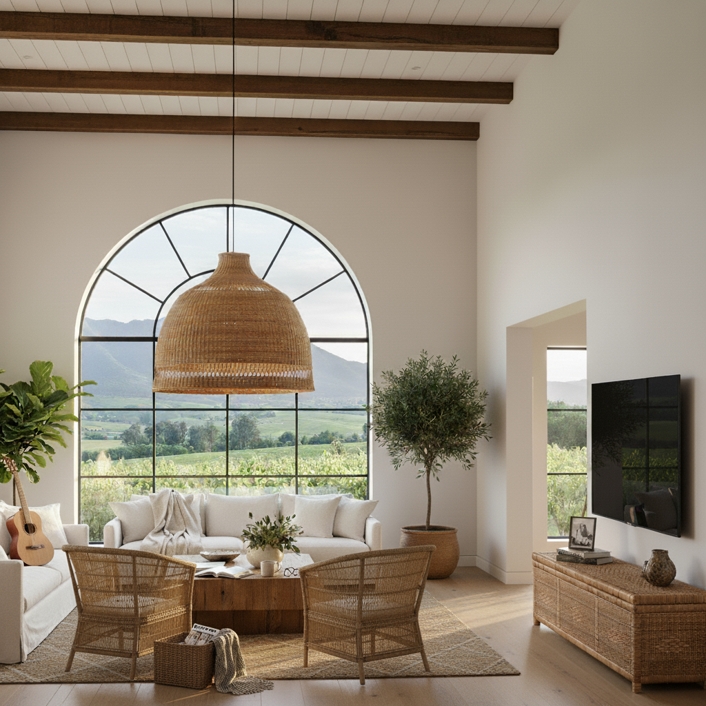 Malawi Furniture - Traditional Pendant Lampshade - Winelands house in lounge