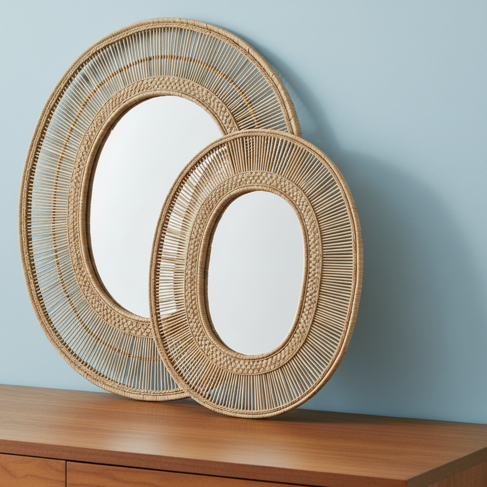 Oval Cane Mirror
