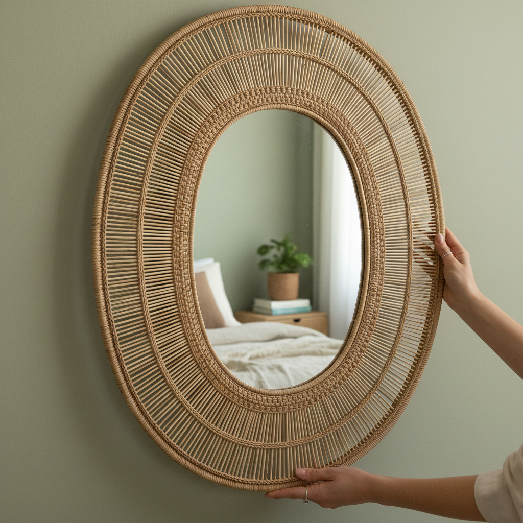 Oval Cane Mirror