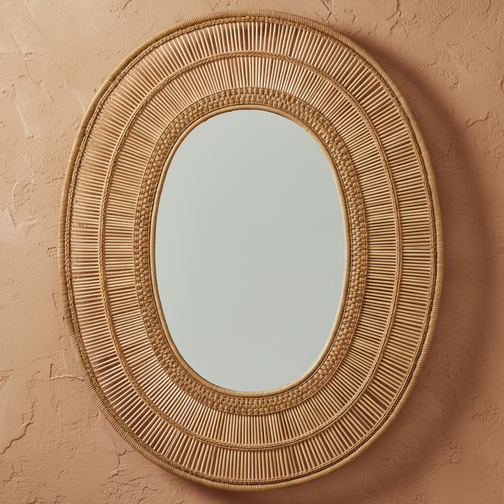 Oval Cane Mirror