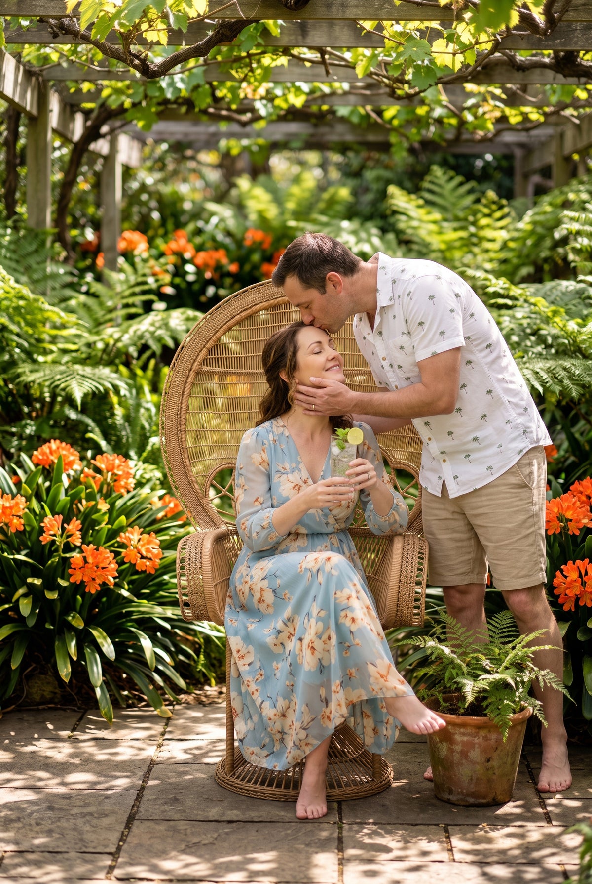Malawi Furniture - Peacock Chair - Spring Garden With Couple