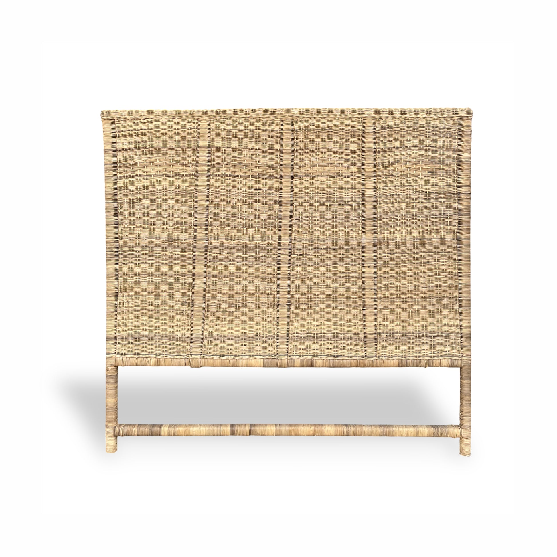 Malawi Furniture - Authentic and textural solid queen sized headboard made from Malawi cane with matching cane bedside table. Headboard adds rich, organic texture to any bedroom. 
