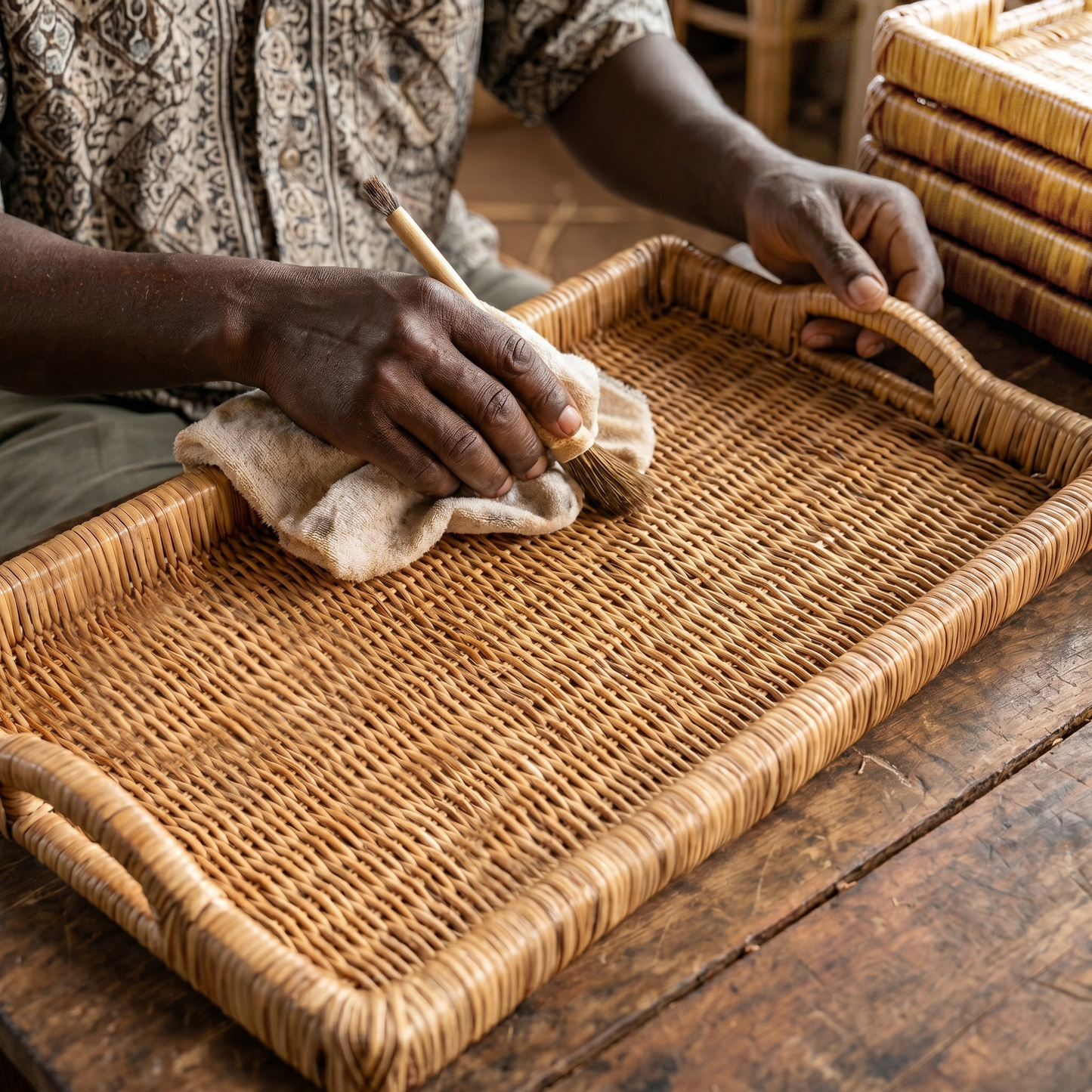 Coffee or Tea Serving Tray - Hand Woven