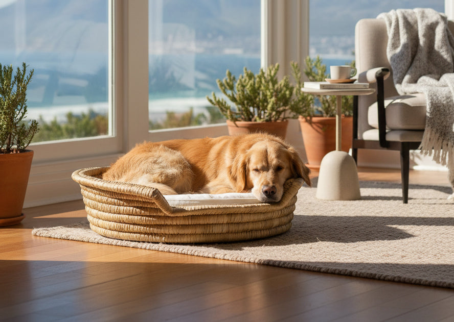 Pet Basket made from Malawi Cane dog cat warm cushion durable