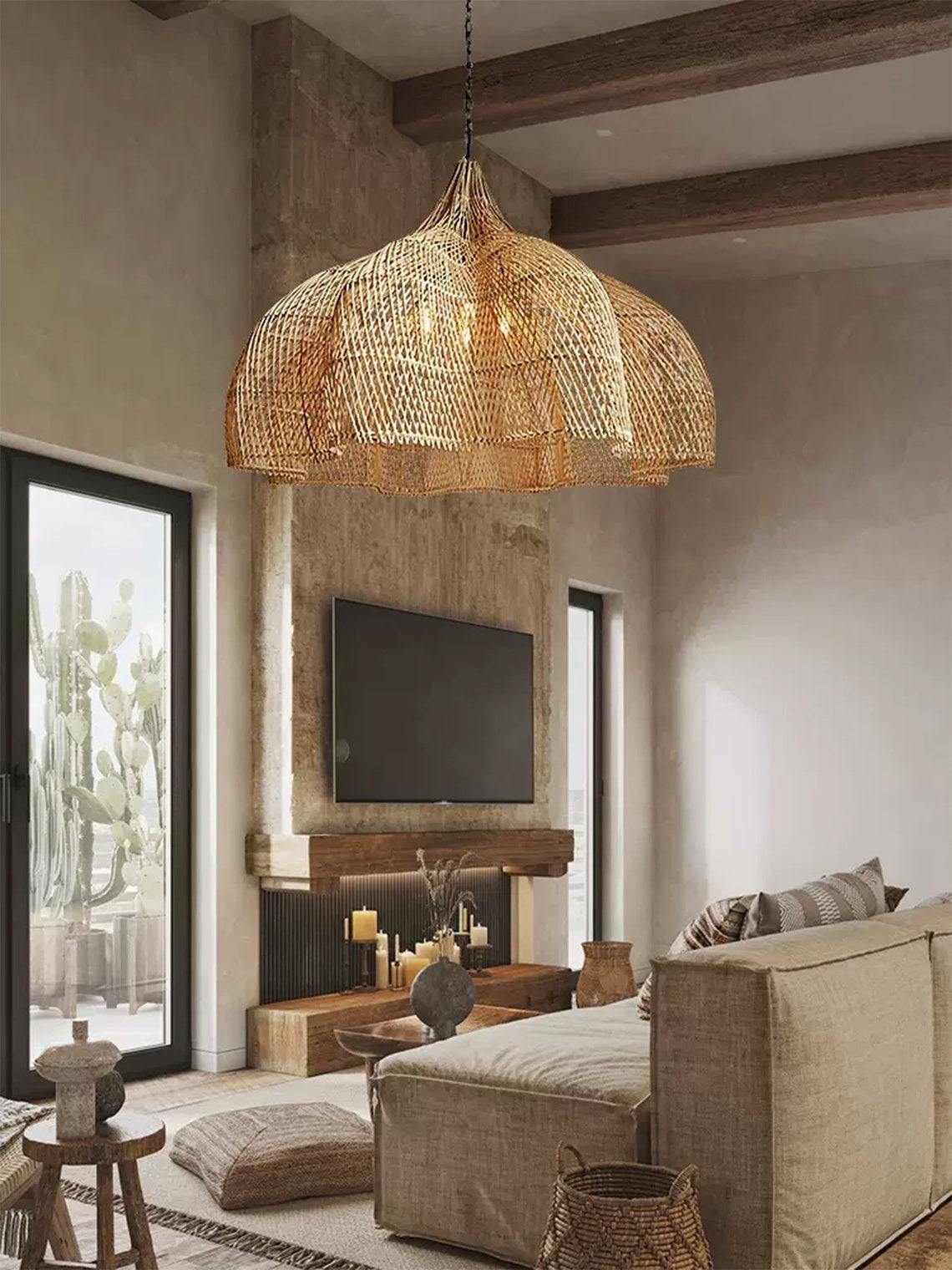 Scalloped Pendant Lampshade In Lounge