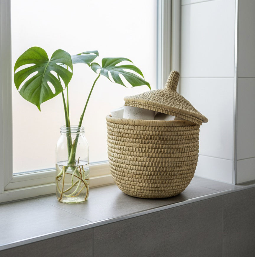 Malawi Furniture - Senegal Baskets - holding toilet rolls