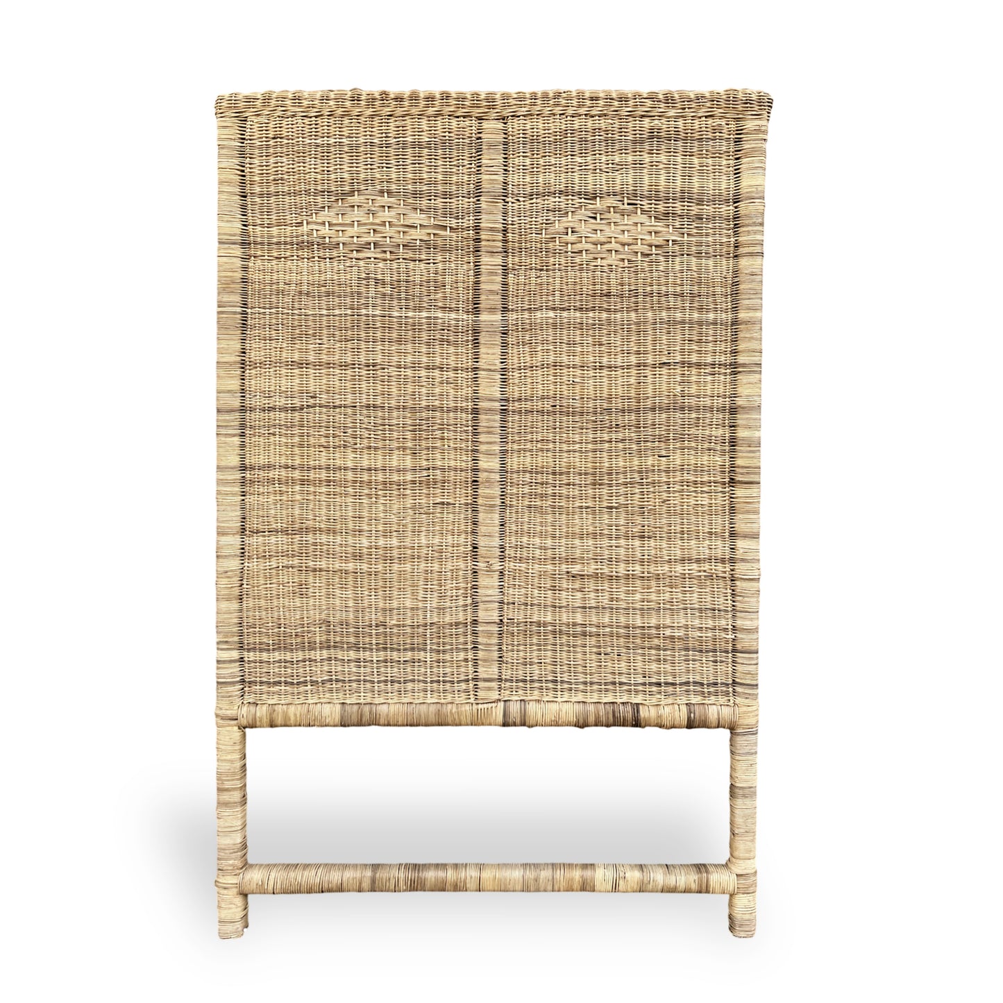 Malawi Furniture - Authentic and textural solid single sized headboard made from Malawi cane with matching cane bedside table. Headboard adds rich, organic texture to any bedroom. 