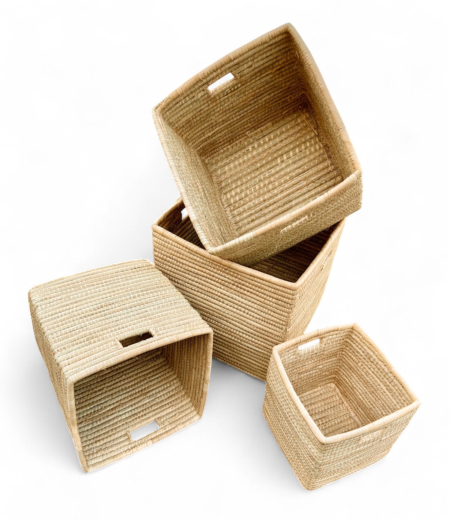 Square Woven Storage Basket malawi cane furniture decor blanket storage