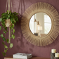 Malawi Furniture - Sun Circle Cane Mirror - Burgundy wall