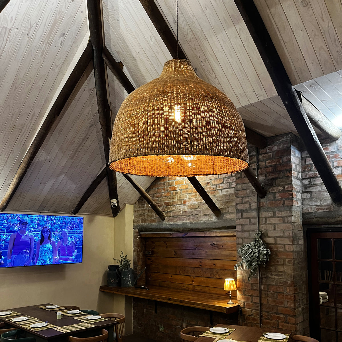 Malawi Furniture - Traditional Pendant - Closed Weave In Restaurant