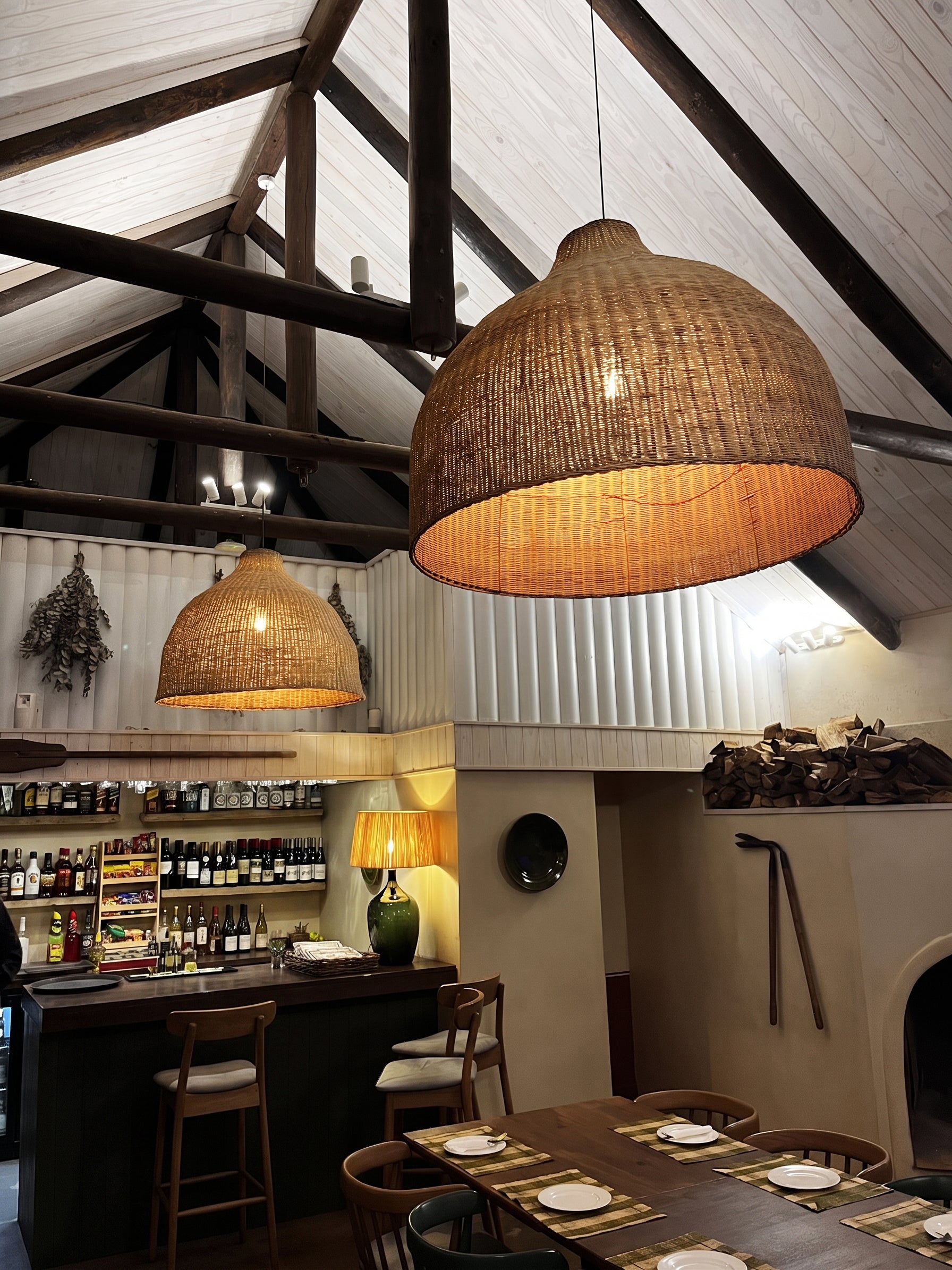 Malawi Furniture - Traditional Pendant - Closed Weave In Restaurant