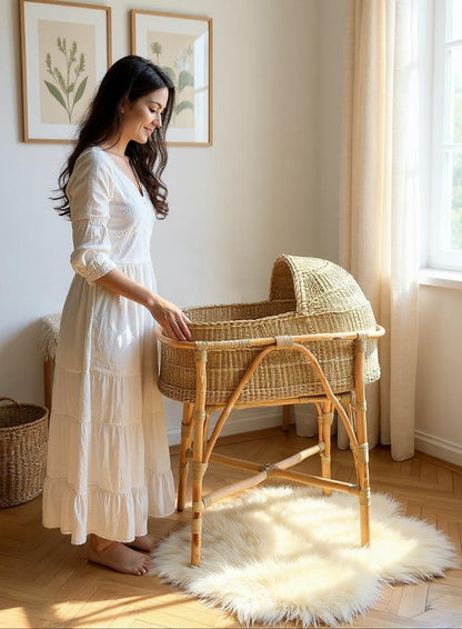 Malawi woven moses basket - bassinet - crib
