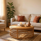Large Round Malawi Coffee Table hand weaved woven rattan cane side table coffee