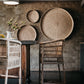 Round Ilala Cane Trays For Wall Decor with Malawi Traditional Bar Stools