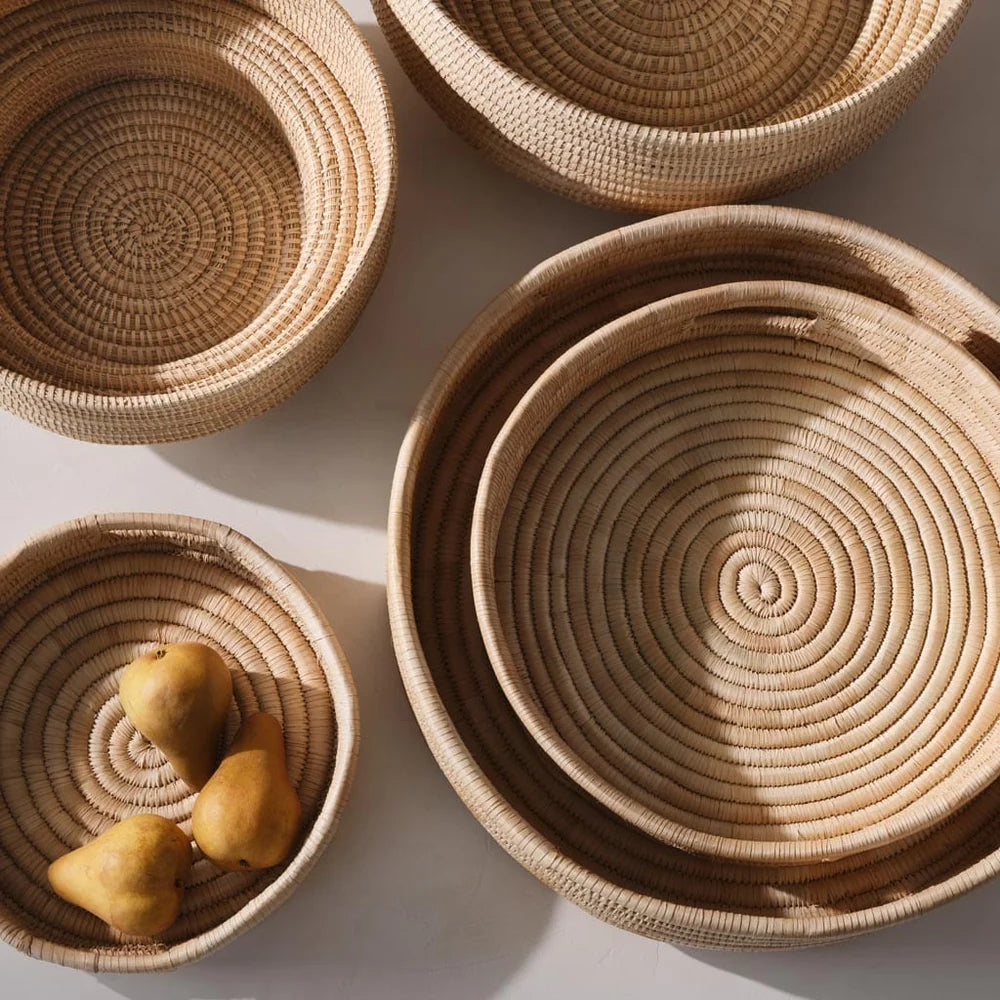 Ilala Palm storage trays from Malawi. Hand made weave storage store all basket tray