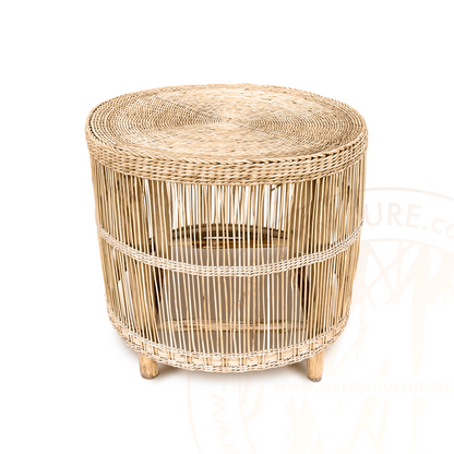 Round Malawi Table hand weaved woven rattan cane side table coffee