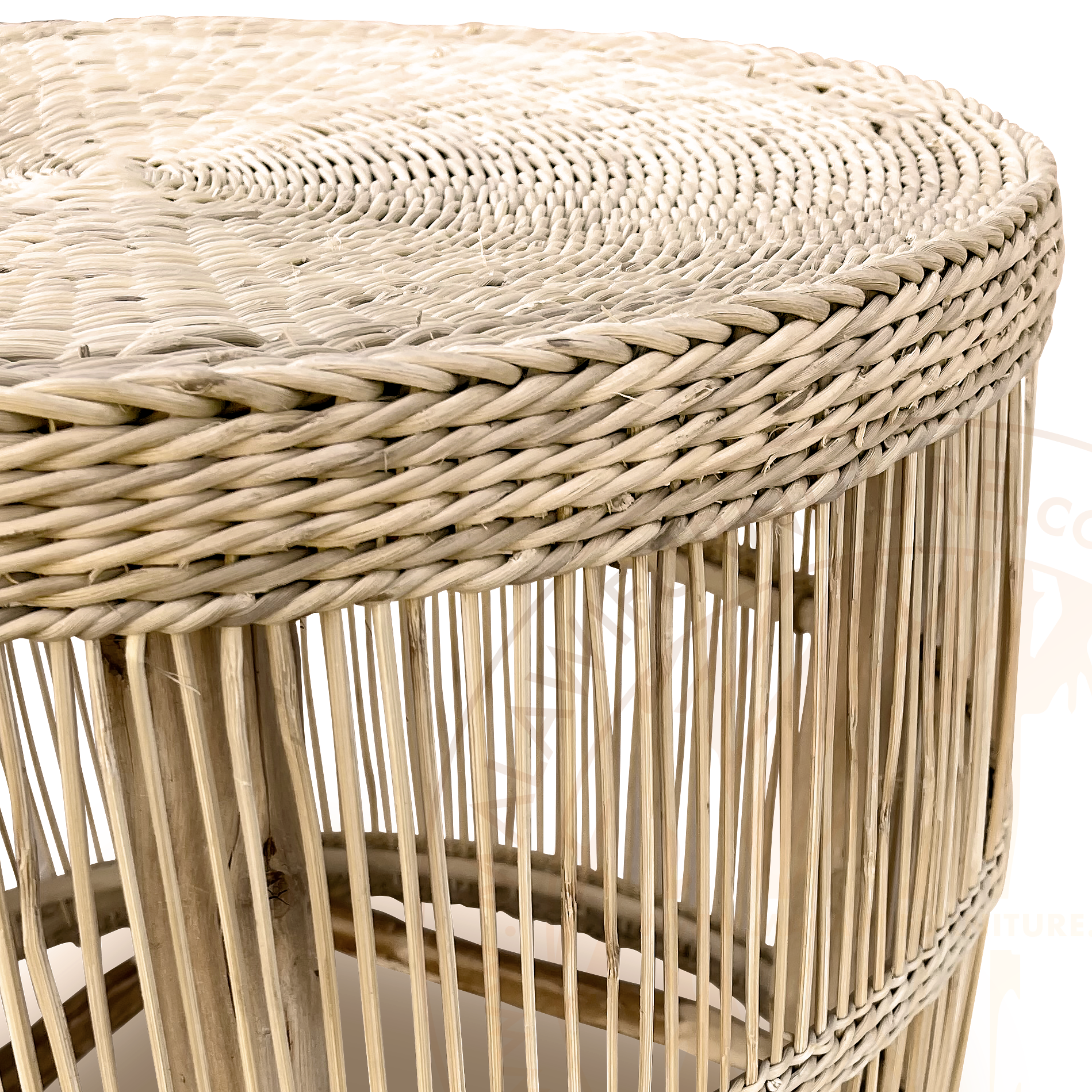 Round Malawi Table hand weaved woven rattan cane side table coffee
