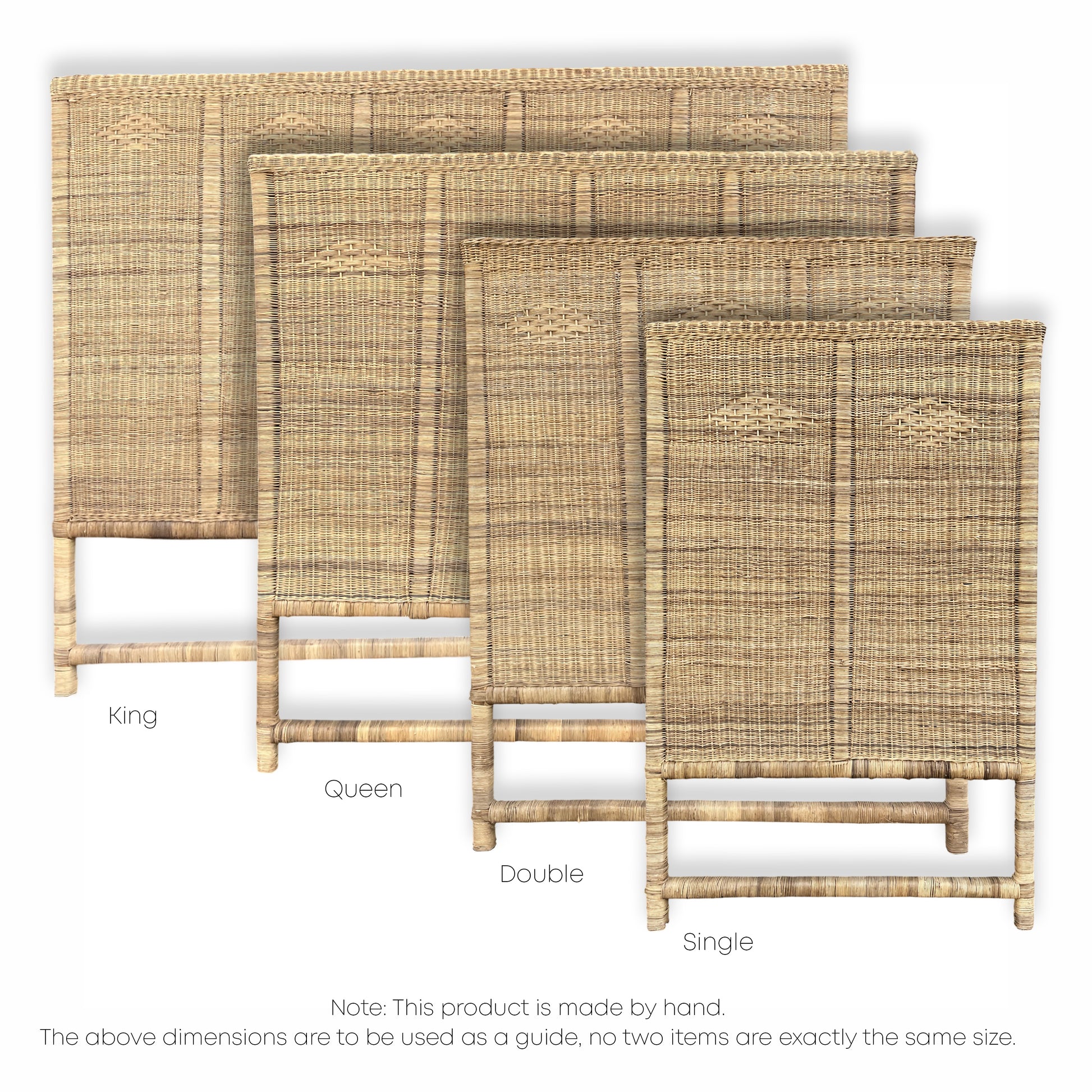 Malawi Furniture - Authentic and textural solid headboards made from Malawi cane with matching cane bedside table. Available in all sizes