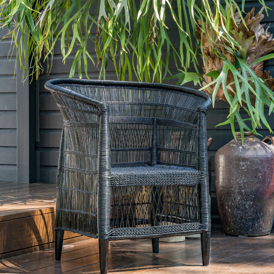 Traditional Malawi Cane Chair (Black)